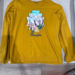 Wrangler Mustard Yellow Southwestern Cactus Graphic Sweatshirt